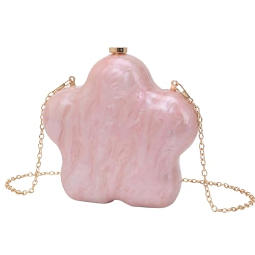 KGFCE Star Abendtasche Retro Mode Mini Acryl Clutch Damen Kette Crossbody Tasche, Starlight Pink, Einheitsgröße von KGFCE