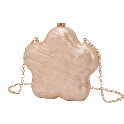 KGFCE Star Abendtasche Retro Mode Mini Acryl Clutch Damen Kette Crossbody Tasche, aprikose, Einheitsgröße von KGFCE