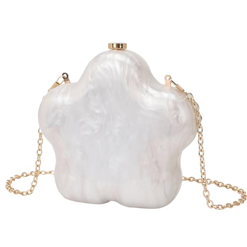 KGFCE Star Abendtasche Retro Mode Mini Acryl Clutch Damen Kette Crossbody Tasche, weiß, Einheitsgröße von KGFCE