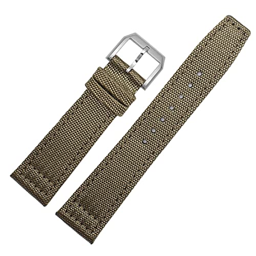 KGFCE Zum Iwc Pilot Spitfire Timezone Topgun Riemen Grüne Schwarze Gürtel Armbanduhr 20mm 21 mm 22 mm Nylon Canvas Stoff Uhrenband(Khaki pin clasp,21mm) von KGFCE