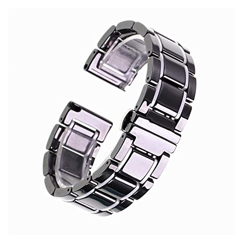 KGFDSGDS 14 15 16 17 18 19 20 21 22 23 24 mm Luxus-Universal-Keramikband Weiß Schwarz Roségold Herren Damenuhrenarmband Armbandgürtel (Bandfarbe: Schwarz und Weiß, Bandbreite: 17 mm) von KGFDSGDS
