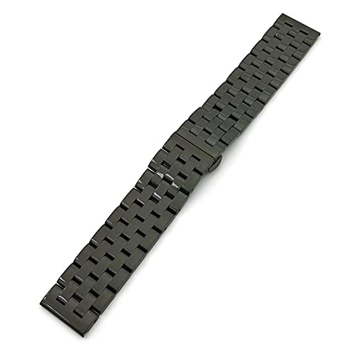 KGFDSGDS 20 mm/22 mm/24 mm Armband, 304 Edelstahl, Butterfly-Knopf, polierte Oberfläche, Armband mit Schnellverschluss (Bandfarbe: Schwarz, Bandbreite: 24 mm) von KGFDSGDS