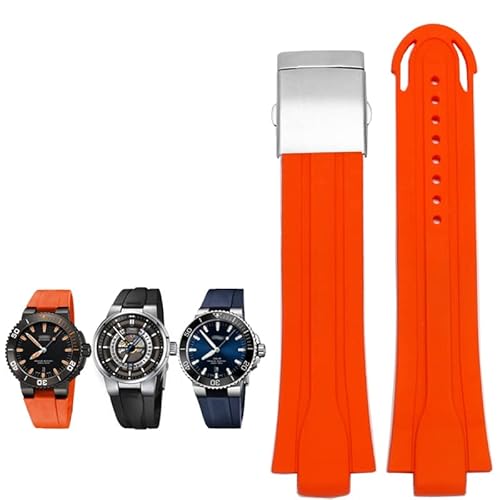 KGFDSGDS 24mm * 12mm Lug End Gummi Wasserdichtes Armband Für Oris Armband Silikon-uhrenarmband Edelstahl Faltschließe von KGFDSGDS