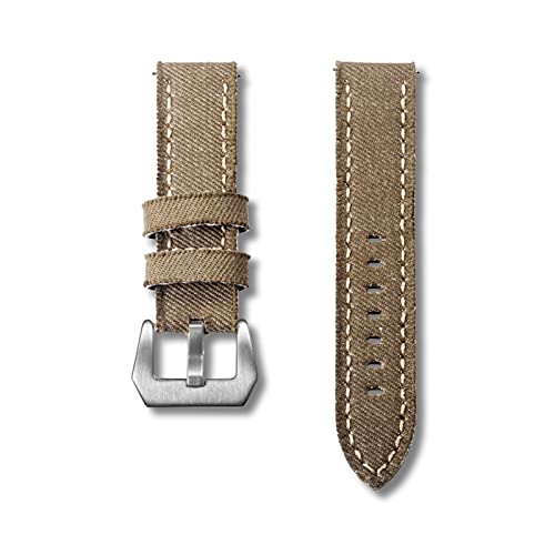 KGFDSGDS Canvas-Uhrenarmbänder, Schnellverschluss, Premium-Denim, KHAKI, zweiteilige Uhrenarmbänder, matte Stahlschnalle, 20 mm, 22 mm, 24 mm (Bandfarbe: Schwarz, Bandbreite: 24 mm) von KGFDSGDS