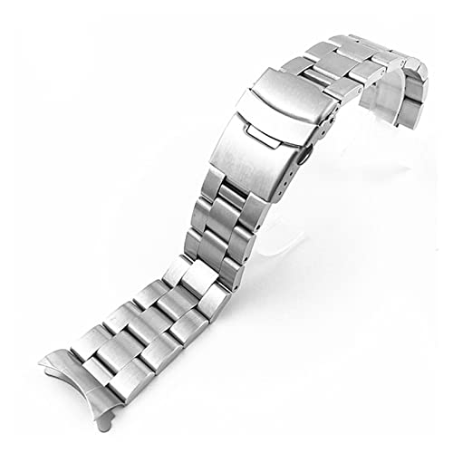KGFDSGDS Gebogene Enden 18 mm 20 mm 22 mm massives Edelstahl-Uhrenarmband-Gliederarmband-Armbanduhrarmband Herren-Ersatzuhrenarmband mit Stiften (Bandfarbe: Silber, Bandbreite: 18 mm) von KGFDSGDS