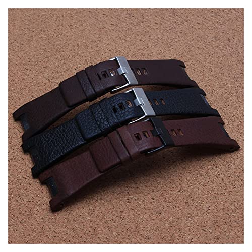 KGFDSGDS Hochwertiges 32 * 17 mm echtes Leder mit Edelstahlverschluss, dediziertes Herrenarmband, kompatibel mit Diesel DZ4246 DZ1273b (Bandfarbe: Braun 2, Bandbreite: schwarze Schnalle) von KGFDSGDS