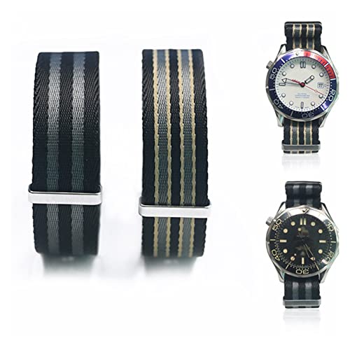 KGFDSGDS Nylon Canvas NATO-Armband 18 mm 20 mm 22 mm Zulu-Band 304 Edelstahlschnalle Herren-Ersatzarmbanduhr kompatibel mit Omega (Bandfarbe: Typ-1, Bandbreite: 20 mm) von KGFDSGDS