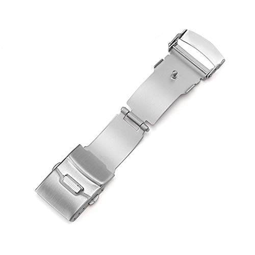 KGFDSGDS Uhrenarmband, 16 mm, 18 mm, 20 mm, 22 mm, Edelstahl-Armband, Schnalle, Faltschließe mit Sicherheitsknopf, Gürtelband, Uhren-Reparaturteile, Armband (Bandfarbe: Silber, Bandbreite: 16 mm) von KGFDSGDS