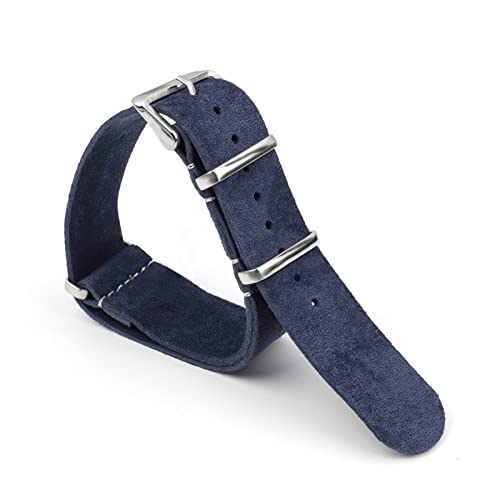 KGFDSGDS Uhrenarmband, Wildleder, weiches Uhrenarmband, Edelstahl, quadratische Schnalle, Ersatzarmband für das Handgelenk, 18 mm, 20 mm, 22 mm, 24 mm (Bandfarbe: Schwarz, Bandbreite: 20 mm) von KGFDSGDS