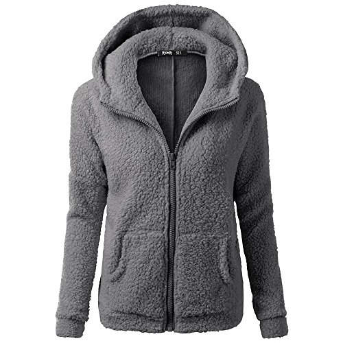 Damen Teddy-Fleece Kapuzenpullover Fleece Pullover mit Kapuze Teddy Hoodie Oversize Kuschelpulli Plüsch Sweatshirt mit Fell Kuschelpullover Flauschig Teddypullover Winter Winterpullover Warm Pulli von KGLHTYU