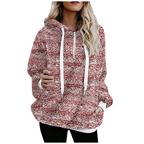 Damen Teddy-Fleece Kapuzenpullover Fleecepulli Oversize Teddy Hoodie Kuschelpulli Flauschig Sweatshirt mit Fell Kuschelpullover Plüsch Teddypullover mit Kapuze Winter Winterpullover Warm Pulli von KGLHTYU