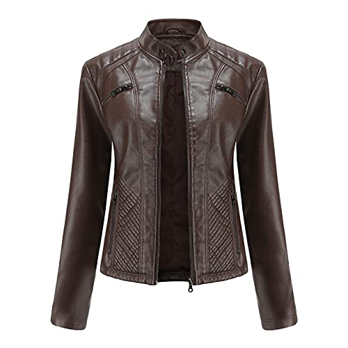 Damen Vintage Lederimitat Jacke Große Größen Pu Imitat Bikerjacke Lederjacke: Kunstlederjacke Lederblusen Kurze Bomberjacke Motorradjacke Revers mit Reißverschluss Übergangjacke Echtlederjacke Rot von KGLHTYU