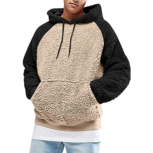 KGLHTYU KuschelFleece Pullover für Herren Sweatshirt mit Teddyfell Kuschelpulli Flauschig Teddyfleece Kapuzenpullover Kuschelpullover Oversize Warm Teddy Pullover mit Kapuze Flauschige Kapuzenpulli von KGLHTYU