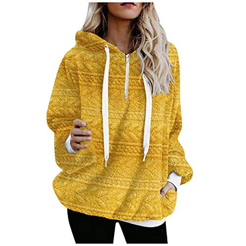 Plüsch Teddypullover Damen mit Kapuze Winter Flauschiger Pullover Günstig Teddy Fleece Kapuzenpullover Flauschig Teddy Hoodie Kuschelpulli Sweatshirt mit Fell Kuschelpullover Teddyfleece Pulli von KGLHTYU