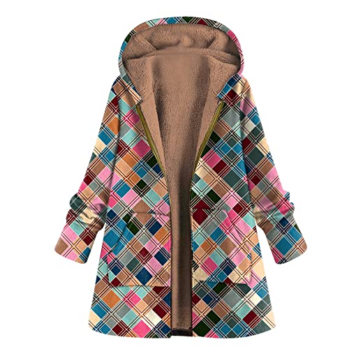 Plüschmantel Damen Teddy Lang Teddymantel mit Kapuze Mädchen Fleecejacke Fleecemantel Plüschjacke Wintermantel Winterjacke Herbstjacke Fleece Plüsch Mantel Herbst Jacke Mantel Kapuzenjacke S-XXL von KGLHTYU