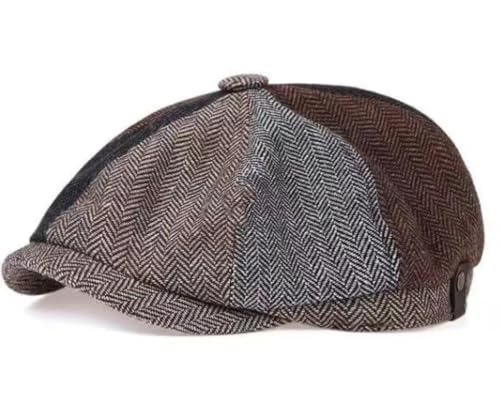 KGM Accessories Herring Bone Panel Baker Boy Newsboy Flat Cap - Herren Caps, multi, M von KGM Accessories