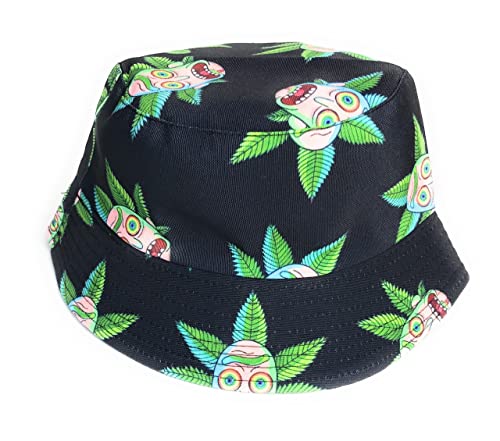 Coole Rock Music Metall-Feuer-Cartoon-Designs Print Bucket Hat - Damen Herren Festival Urlaub Reise Hüte, Blatt Gesicht schwarz, One size von KGM