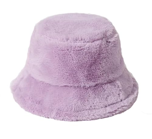 KGM Modischer Fischerhut aus weichem, flauschigem Kunstfell, für Festivals, Sommer und Winter Gr. 7 1/8, Flieder von KGM