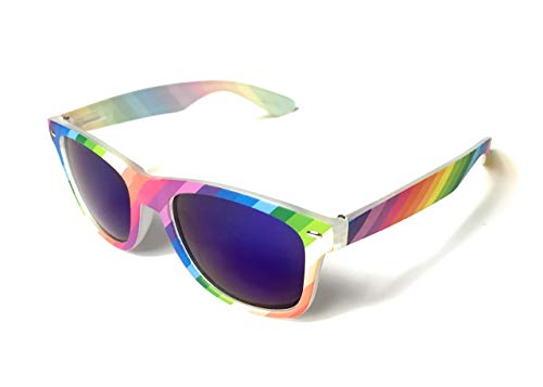 KGM Sonnenbrille, Regenbogen-Design, für Damen und Herren, Blau von KGM