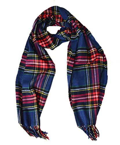 Kgm Superweicher karierter Schal mit Schottenkaro, Schals für Herren, Damen-Schals, Blue Tartan, One size von KGM