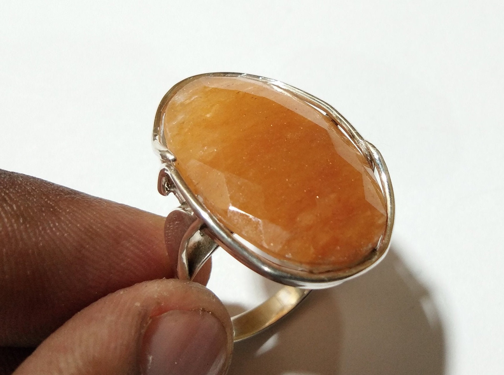 Gelber Jade Ring, 925 Starling Silber Schmuck, Handgemachter Für Geschenk Hochzeit Männer & Frauen von KGNSilverJewellery