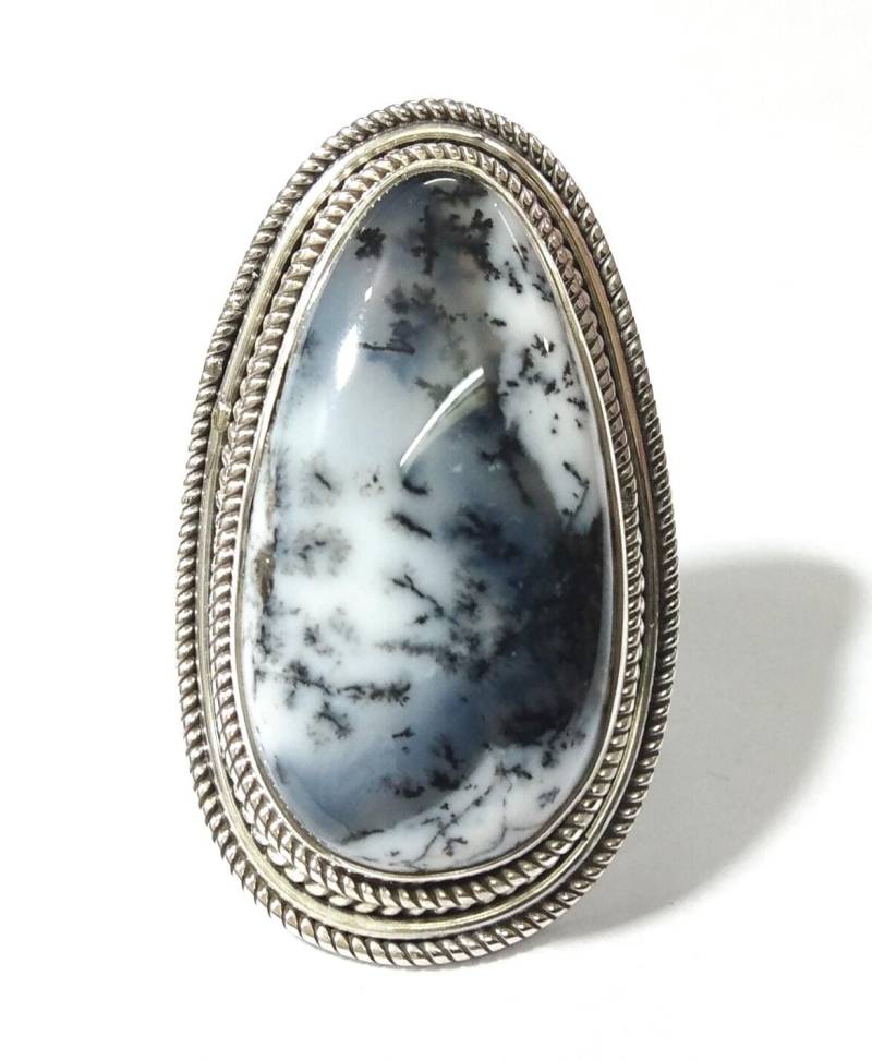 Handgemachte Dendrit Opal Ring 925 Sterling Silber Edelstein Schmuck von KGNSilverJewellery
