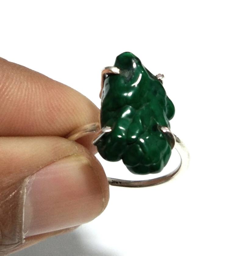 Natürliche Rohe Malachit Rohedelstein Ring, Massiv 925 Sterling Silber Top Farbe Stein Größe 17 X 11 Mm Handgemachtes Geschenk Verlobung von KGNSilverJewellery