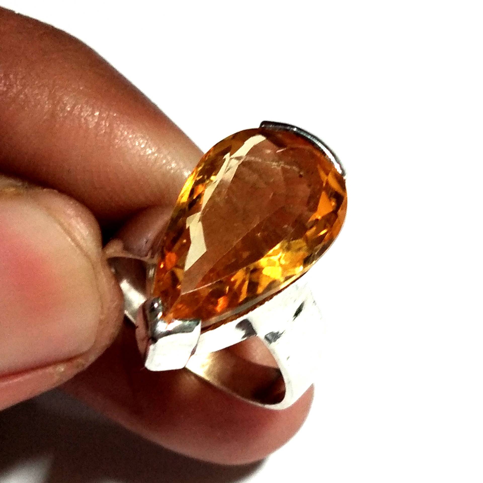 Natürlicher Citrin Facettierter Edelsteinring Massiv 925 Starling Silber Ring , Schmuck Pear Form Stein Größe 19 X 11 Mm Hochzeits - Und Birthstone von KGNSilverJewellery