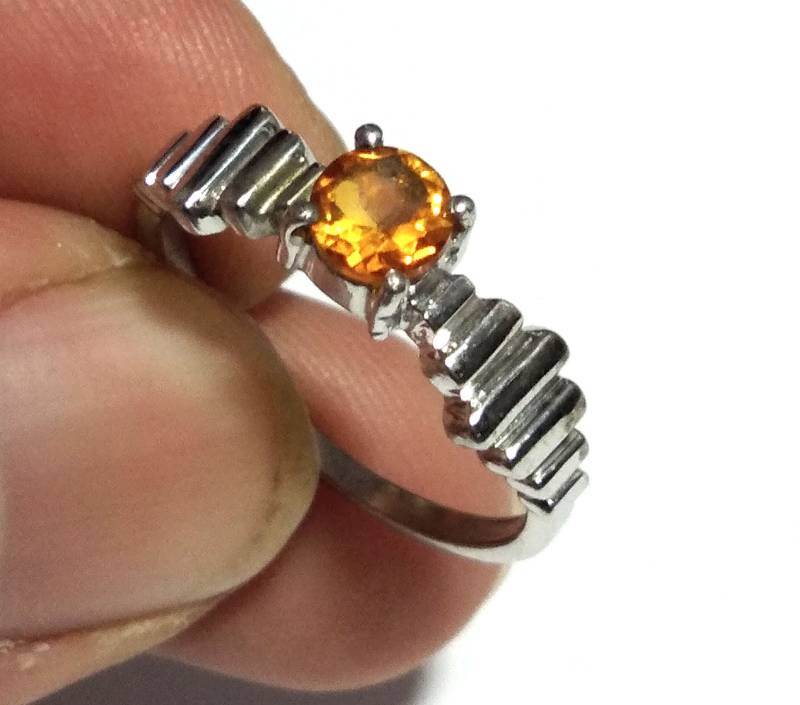 Natürliche Citrin Facettierten Stein Ring, 925 Massiv Starling Silber Runde Form Größe 4 X Mm Oben Farbe Gelb Geschenk Geburtstag Ring von KGNSilverJewellery