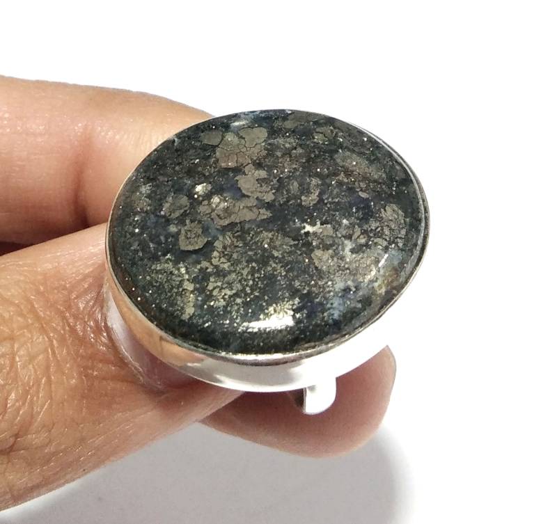 Natürlicher Markasit-Edelsteinring, 925Er Massiver Sterlingsilberring, Markasitsteingröße 26 X Mm, Handgemachter Silberring, Geschenk-Muttertagsring von KGNSilverJewellery