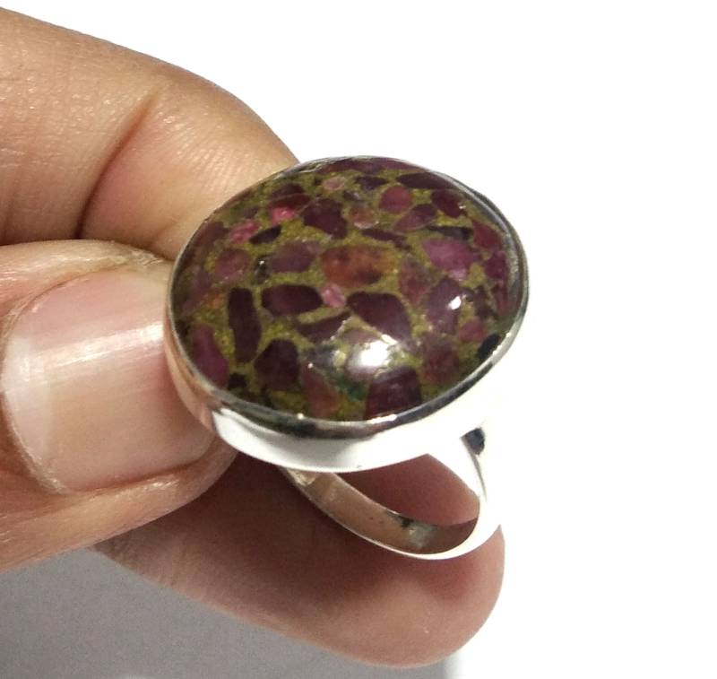 Natürlicher Rubin Kupfer Türkis Edelstein Ring 925 Massiv Sterling Silber Stein Größe 22 X Mm Handgemachtes Geschenk Muttertag von KGNSilverJewellery