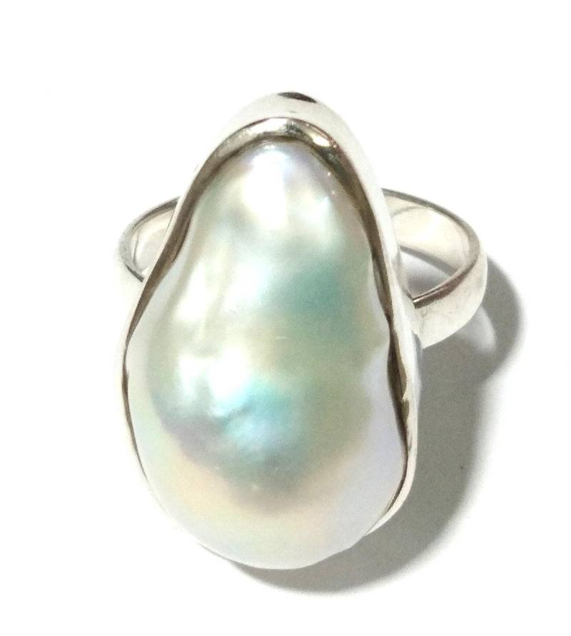 Natürlicher Süßwasser-Barockperlenring Mit 925Er Sterlingsilber. Hochwertiger Barockperlenring Für Mädchen Und Frauen von KGNSilverJewellery