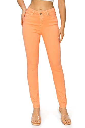 KHAKI & BLUE Cali1850 Damen The Everyday Garment-Dyed Skinny Jeans – Weiche Stretchy High Rise Comfy Casual Pants, Papaya, 38 von KHAKI & BLUE