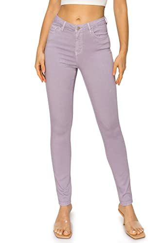 KHAKI & BLUE Cali1850 Damen The Everyday Garment-Dyed Skinny Jeans – Weiche Stretchy High Rise Comfy Casual Pants, helles violett, 42 von KHAKI & BLUE