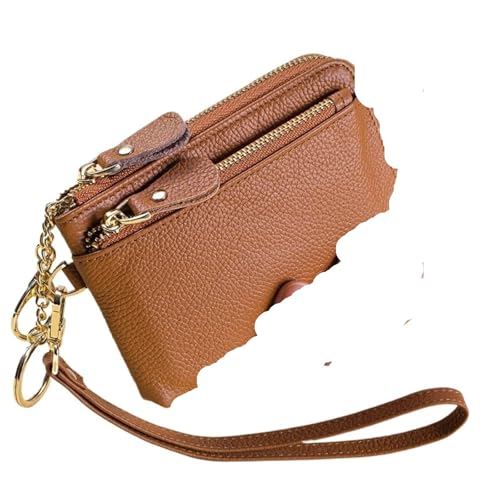KHASCBNF Wristlet GeldböRse Damen-Geldbörse mit Reißverschlusstasche, Mini-Geldbörse Geldkartenfächern, Reißverschluss um den Armband-Schlüsselanhänger(Brown) von KHASCBNF