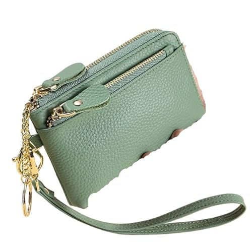 KHASCBNF Wristlet GeldböRse Damen-Geldbörse mit Reißverschlusstasche, Mini-Geldbörse Geldkartenfächern, Reißverschluss um den Armband-Schlüsselanhänger(Green) von KHASCBNF
