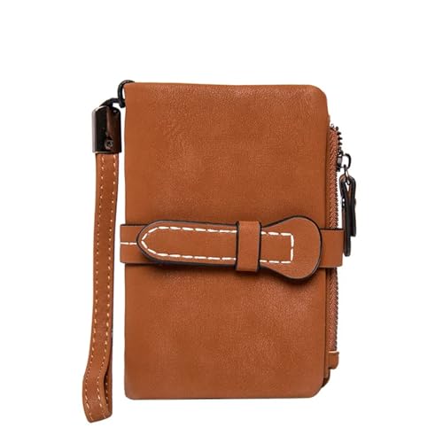 KHASCBNF Wristlet GeldböRse Damen Kleine Bifold Leder Geldbörse Armband mit Kartenhalter Fenster Münzbörse(Orange) von KHASCBNF