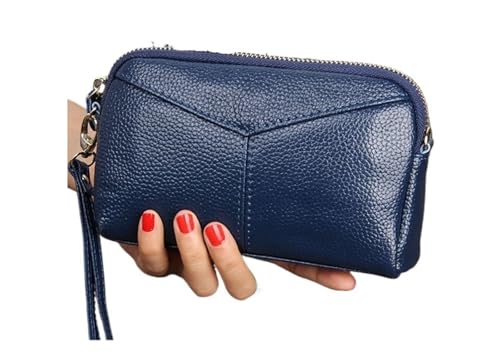 KHASCBNF Wristlet GeldböRse Frauen Lange Clutch Taschen Dame Geldbörse Weiblichen Reißverschluss Armband Brieftasche Handytasche(Blue) von KHASCBNF