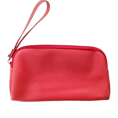 KHASCBNF Wristlet GeldböRse Freizeit Rindsleder Damen Clutch Personalisieren Buchstaben Weibliche Armband Handtasche Tasche Vintage Bleistift Make-Up Zip Pouch(Red) von KHASCBNF