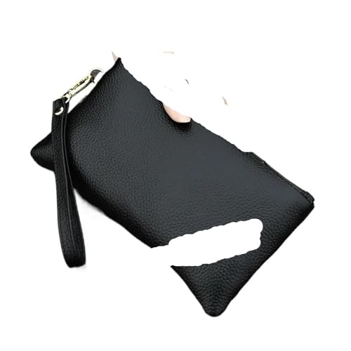 KHASCBNF Wristlet GeldböRse Geldbörse Damen Mini Handtasche Kartenhalter Handyhalter Reißverschluss Clutch Abendtaschen Kleine Armband Geldbörsen(Black) von KHASCBNF