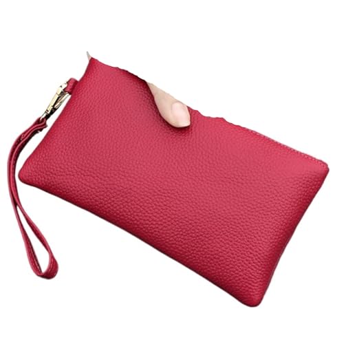 KHASCBNF Wristlet GeldböRse Geldbörse Damen Mini Handtasche Kartenhalter Handyhalter Reißverschluss Clutch Abendtaschen Kleine Armband Geldbörsen(Red) von KHASCBNF