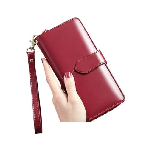 KHASCBNF Wristlet GeldböRse Lange Geldbörse for Damen, große Kapazität, Kartenhalter, Damengeldbörse, multifunktional, rotes Armband(Red1) von KHASCBNF