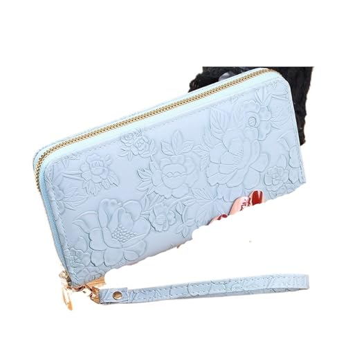 KHASCBNF Wristlet GeldböRse Lange Geldbörse for Damen mit Reißverschluss und Clutch Münzfach for(Blue) von KHASCBNF