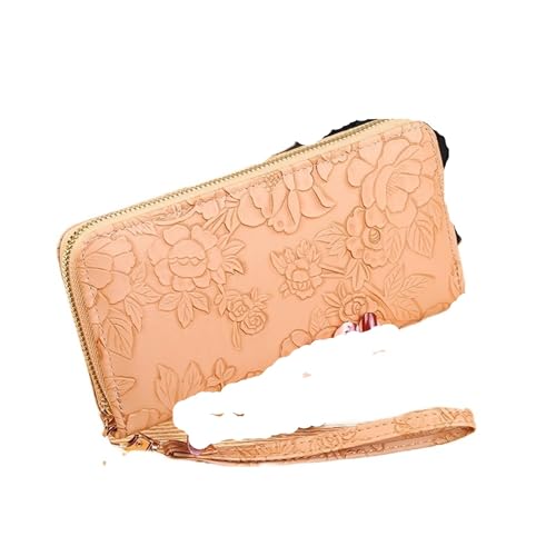 KHASCBNF Wristlet GeldböRse Lange Geldbörse for Damen mit Reißverschluss und Clutch Münzfach for(Brown) von KHASCBNF