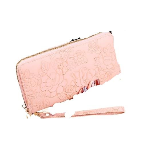 KHASCBNF Wristlet GeldböRse Lange Geldbörse for Damen mit Reißverschluss und Clutch Münzfach for(Pink) von KHASCBNF