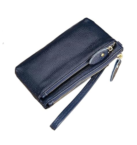 KHASCBNF Wristlet GeldböRse Leder Damen Wristlet Clutch Tasche Multifunktionale Geldbörsen Geldbörse Reißverschluss Kartenhalter Geldklammer Handytasche(Blue,16X9.5X0.8 CM) von KHASCBNF