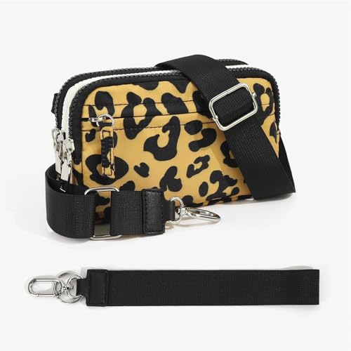 KHASCBNF Wristlet GeldböRse Umhängetasche, dreilagige Handytasche for Damen mit verstellbarem Riemen, Handgelenksgeldbörse Kartenfächern(Brown) von KHASCBNF