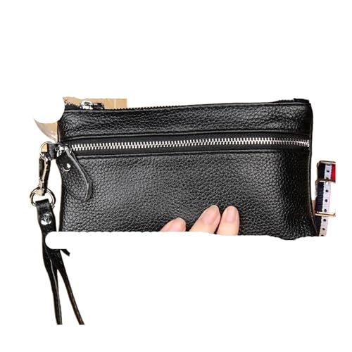 Wristlet GeldböRse Frauen Geld Tasche Vielseitig Solide Weibliche Lange Karte Halten Brieftasche Dame Kupplung Geldbörse Armband Telefon Taschen(Black) von KHASCBNF