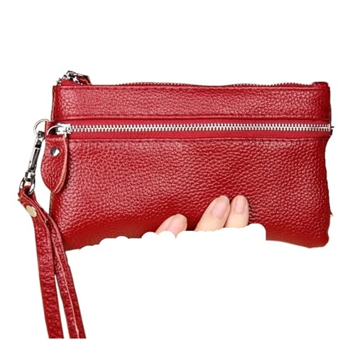 Wristlet GeldböRse Frauen Geld Tasche Vielseitig Solide Weibliche Lange Karte Halten Brieftasche Dame Kupplung Geldbörse Armband Telefon Taschen(Red) von KHASCBNF