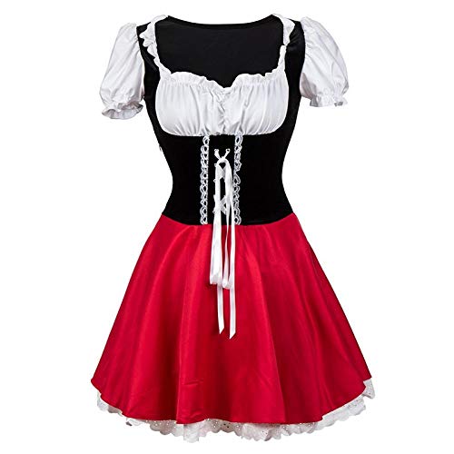 KHDFYER Babydoll Kleid Erwachsene Frauen Halloween-Kostüm Rotkäppchen Fantasy-Spiel Uniformen Kostüm Party Umhang Outfit Für Mädchen-Rot_M. von KHDFYER